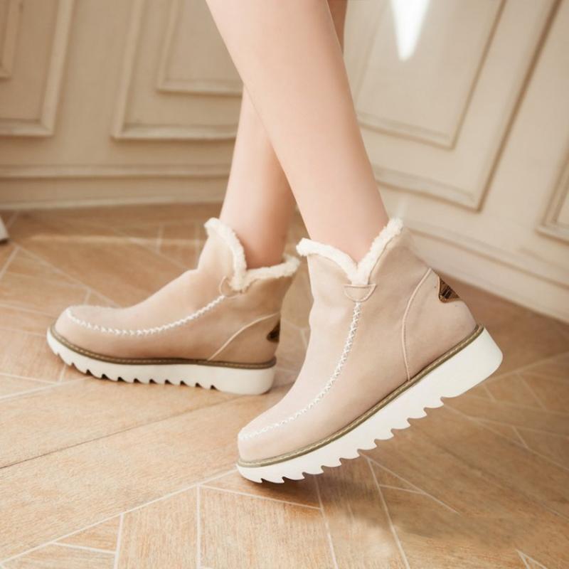 Ankle Boots Fur Lining Flat Heel Boots For Women - GetComfyShoes
