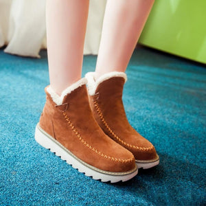 Ankle Boots Fur Lining Flat Heel Boots For Women - GetComfyShoes
