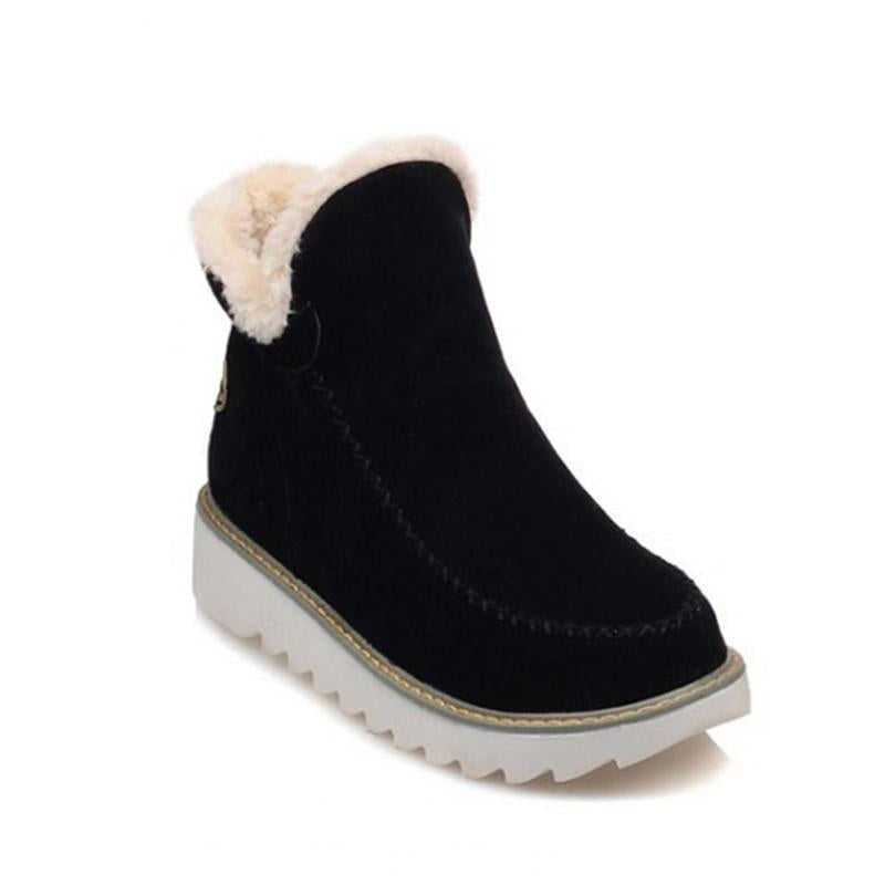 Ankle Boots Fur Lining Flat Heel Boots For Women - GetComfyShoes