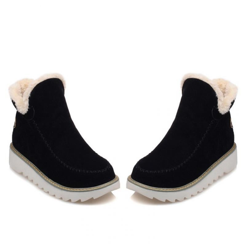 Ankle Boots Fur Lining Flat Heel Boots For Women - GetComfyShoes