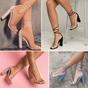 Cross-tie High Heel Breathable Sandals - GetComfyShoes