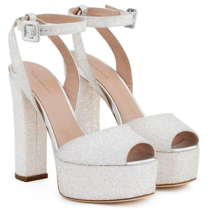 Women chunky high heels ankle buckle strap platform heels