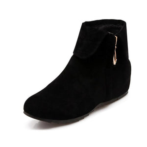 Women fashion turn down side zipper short flat boots