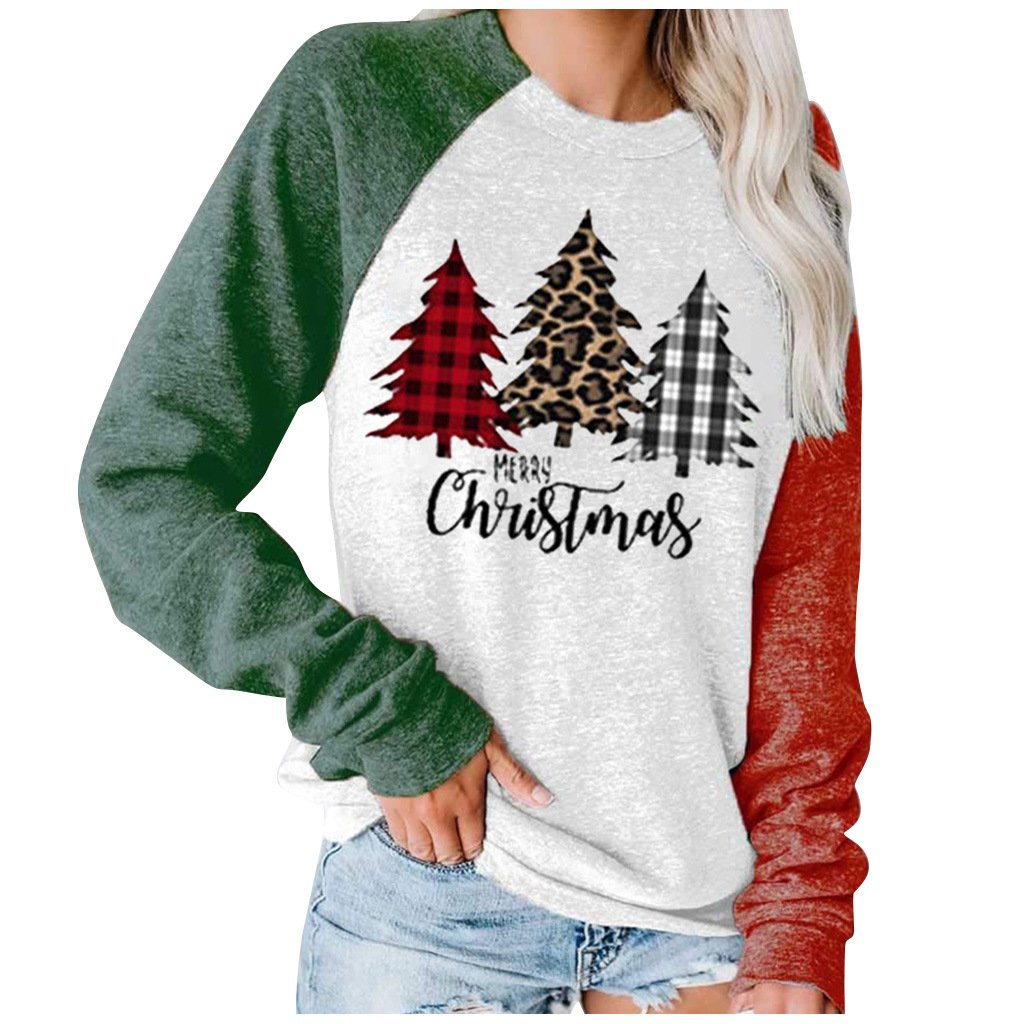 Women's printed pullover Chritmas crewneck sweatshirts fall/winter loose long sleeve tops