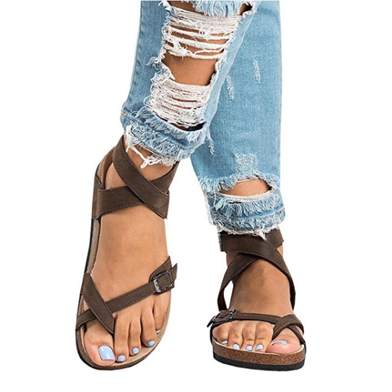 Cross Band Clip Toe Buckle Sandals - GetComfyShoes