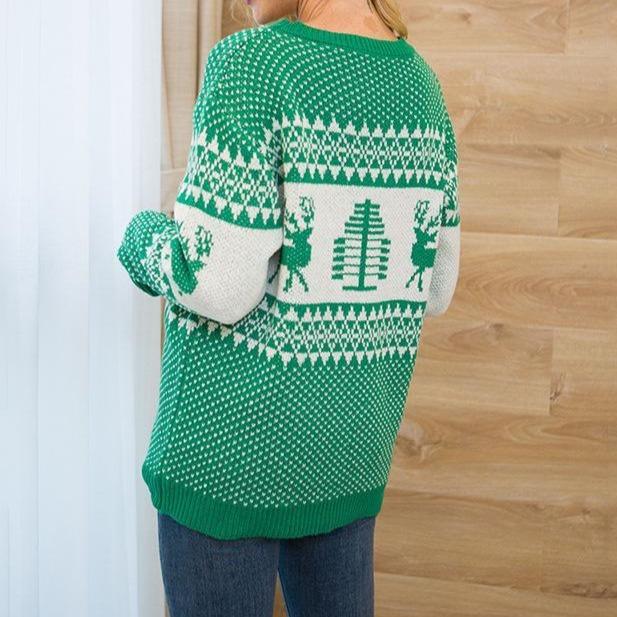 Crew Neck Pullover Christmas Sweater Womens - Getcomfyshoes