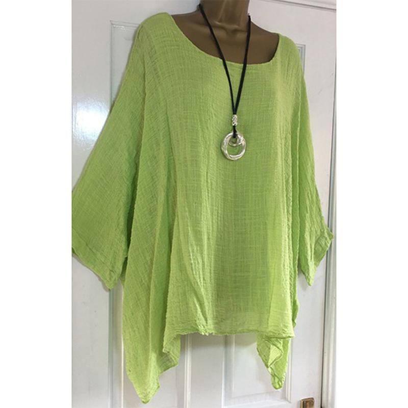 Crew Neck Pure Color Batwing-sleeved T-shirt - GetComfyShoes