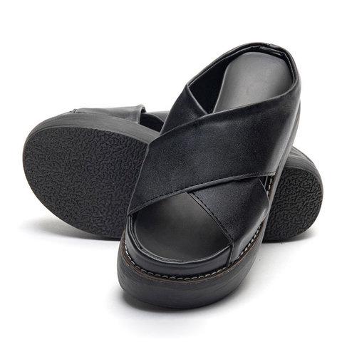 Criss cross platform slides slip on slide sandals anti-skid