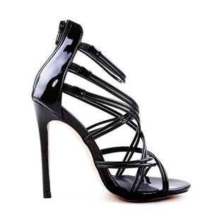 Women criss cross strappy back zipper stiletto heels