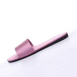 Women flat slide solid color one 
strap pink sandals