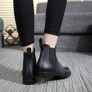 Women Chelsea Antiskid Short Flat Heel Pure Color New Fashion Platform Rain Boots