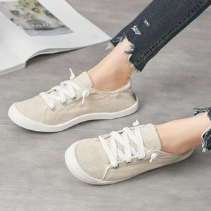 Comfortable flat lace up casual sneakers for women