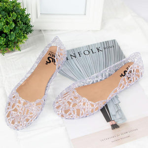 Women Soft Hollow Out Jelly Clear Flats Sandals