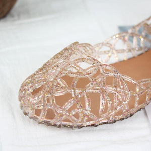 Women Soft Hollow Out Jelly Clear Flats Sandals