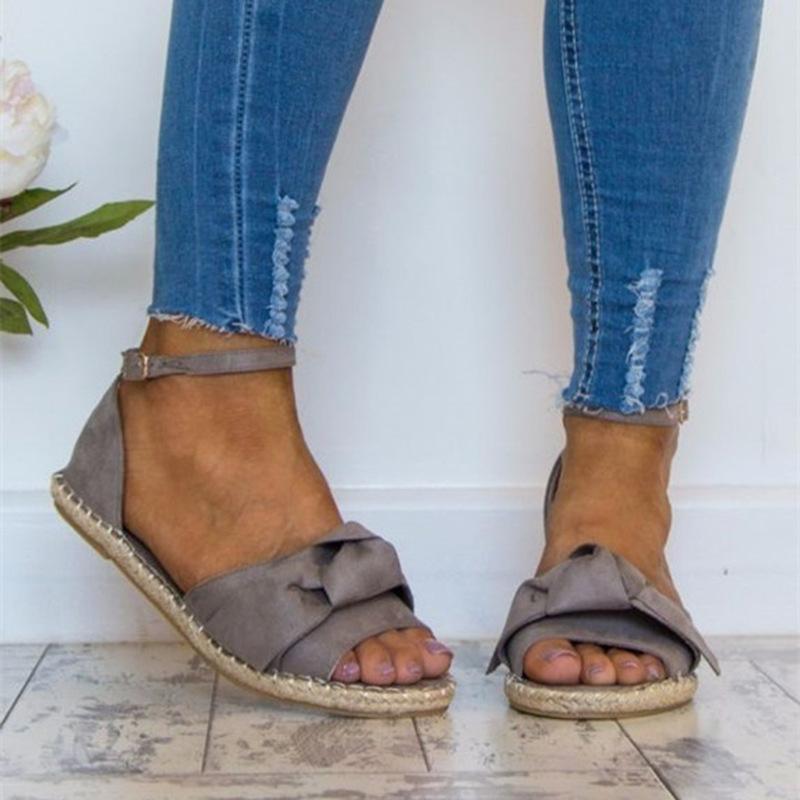 Bow-knot Hemp Rope Flat Sandals - GetComfyShoes