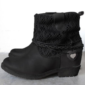 Retro ankle boots low block heel boots