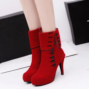 Women's heeled turn down ankle boots fashion high heel booties
