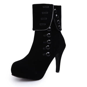 Women's heeled turn down ankle boots fashion high heel booties