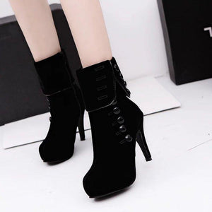 Women's heeled turn down ankle boots fashion high heel booties