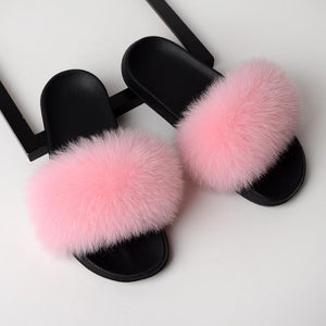 Women Summer Outdoor Casual Fur Slide Sandals