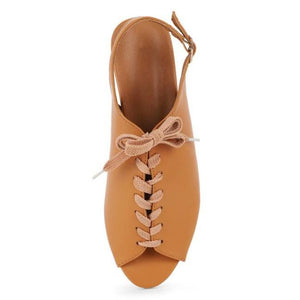 Women peep toe lace up flat 
ankle strap summer sandals