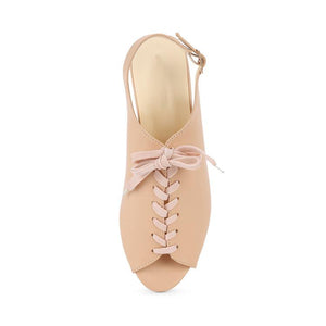 Women peep toe lace up flat 
ankle strap summer sandals