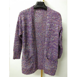 Women colorful dot knitted winter fall pockets long cardigan