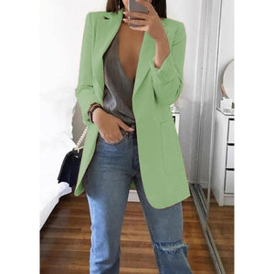 Women slim fit turn-down collar long sleeve business suit overcoat