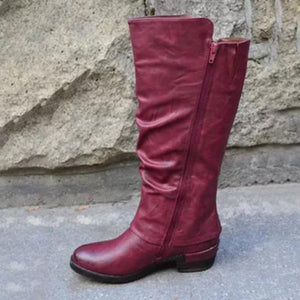 Mid calf zipper boots Winter boots for women mid calf block heel boots