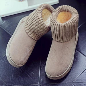 Women Winter Lining Faux Fur Turn Down Short Ankle Snow Boots