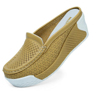 Women's closed toe thick platform slide sandals