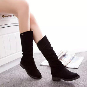 Autumn Winter Stylish Flat Flock Snow Boots - GetComfyShoes