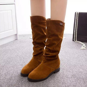 Autumn Winter Stylish Flat Flock Snow Boots - GetComfyShoes