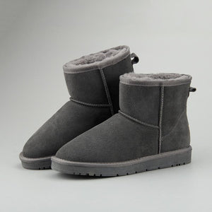 Women Leather Fleece Lining Fur Keep Warm Ankle Snow Boots