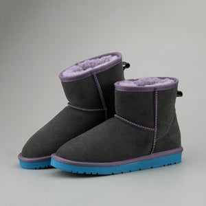 Women Leather Fleece Lining Fur Keep Warm Ankle Snow Boots
