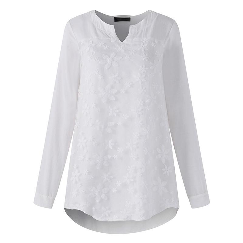 Lace Embroidery Long Sleeves Tops - GetComfyShoes