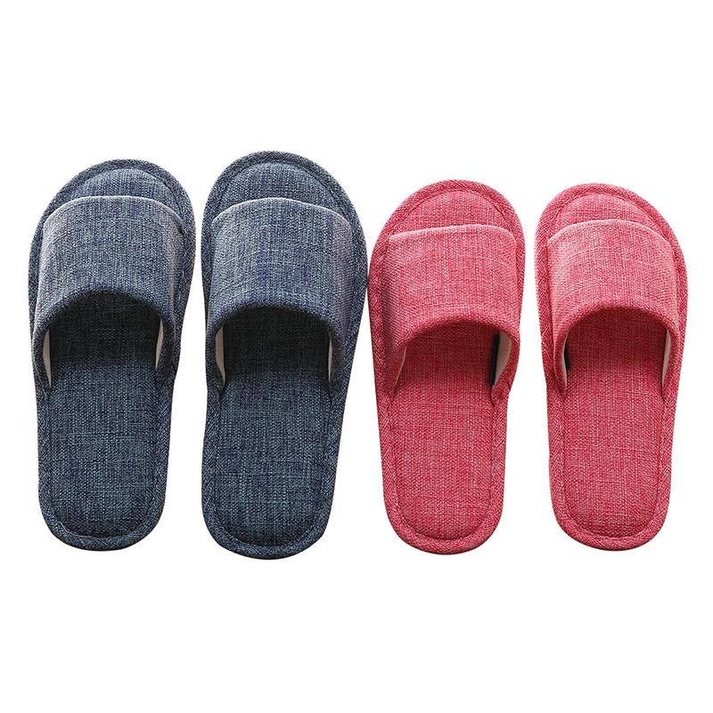 Linen Slip-On Flat Heel House Comfy Slippers - fashionshoeshouse