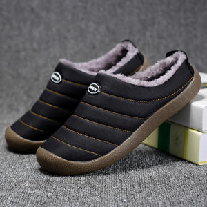 Men Winter Water-resistant Fur Warm Flat Shoes Cotton Slippers