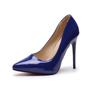 Women pointed toe stiletto heels | solid color summer work busines high heeled pumps | patent leather sexy heels