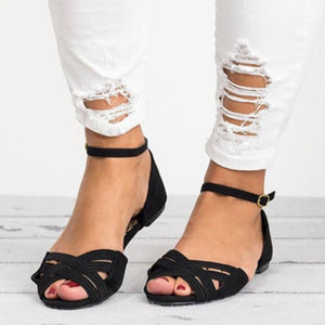 Cross Straps Foot Ring Flat Sandals - GetComfyShoes