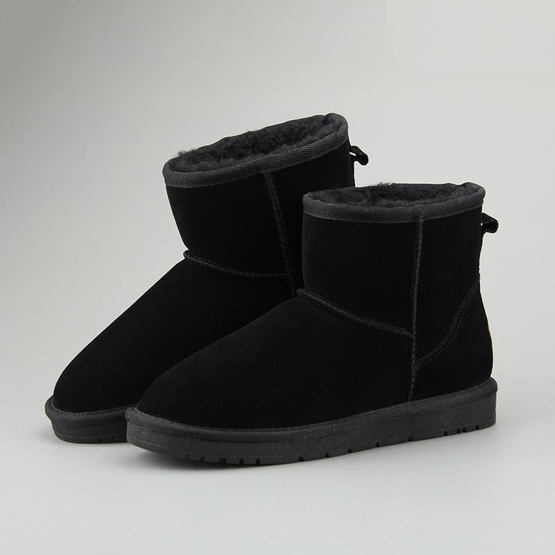 Women Leather Fleece Lining Fur Keep Warm Ankle Snow Boots