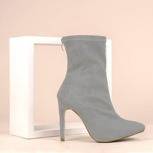 Women sexy faux suede stiletto high heel mid calf boots