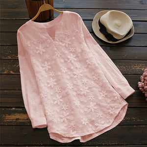 Lace Embroidery Long Sleeves Tops - GetComfyShoes