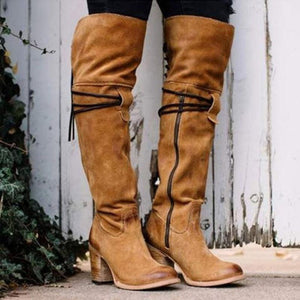 Women Fashion Winter Keep Warm Zipper Chunky Platform Over The Knee Boots