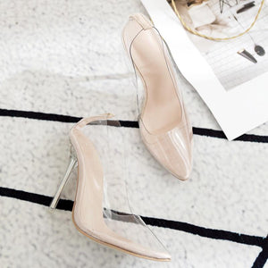 Women pointed toe clear stiletto high heels