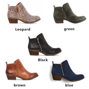 Autumn winter shoes ankle boots square chunky low heels booties - GetComfyShoes