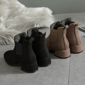 Women winter short medium chunky heel chelsea boots