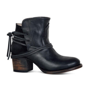 Retro ankle boots mid high block heel wide calf ankle boots