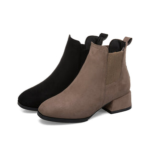 Women winter short medium chunky heel chelsea boots