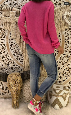 Pure Color Long Sleeve V Neck Women Plus Size Sweater